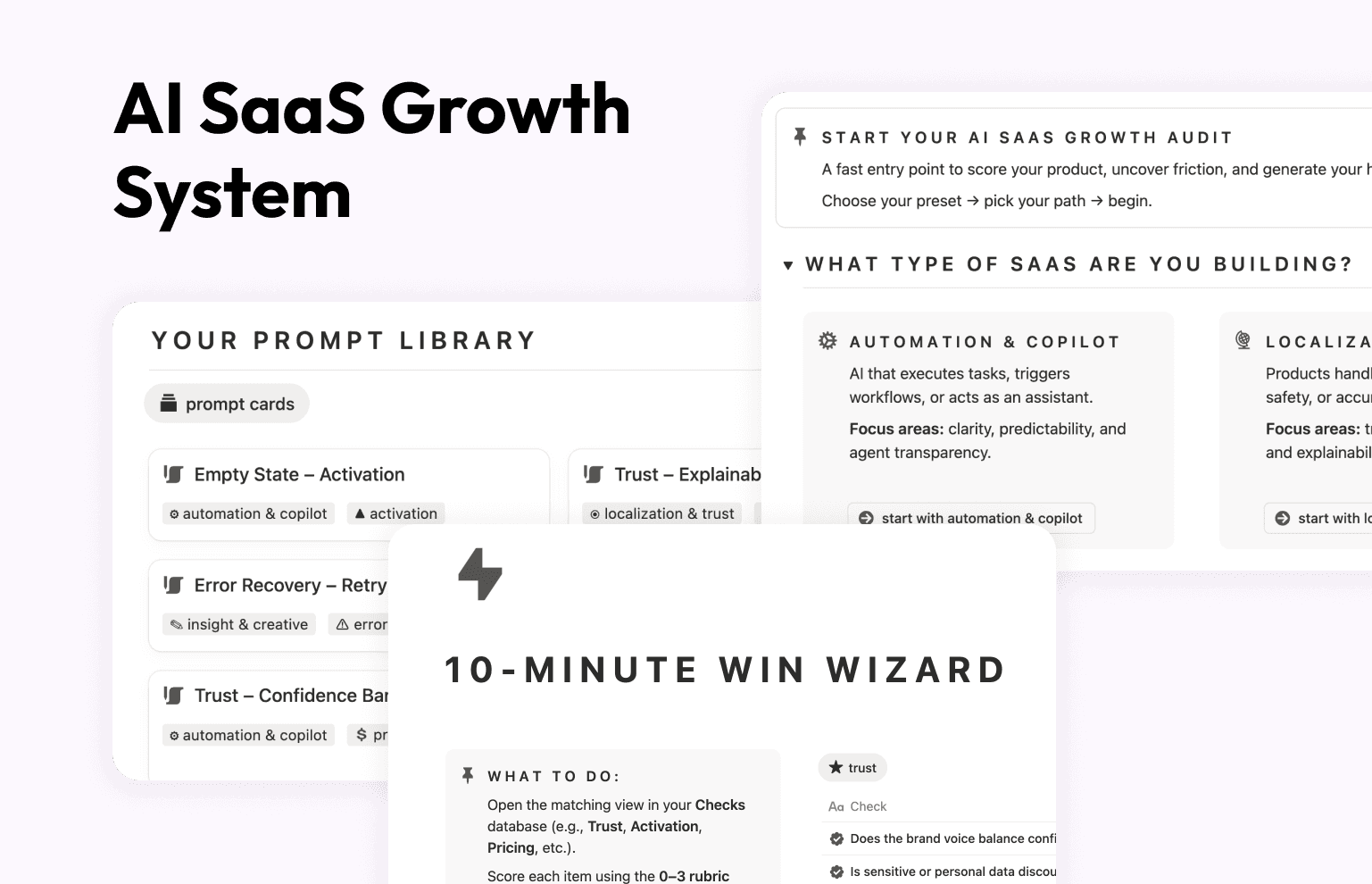 Preview of the AI SaaS Growth System Notion workspace