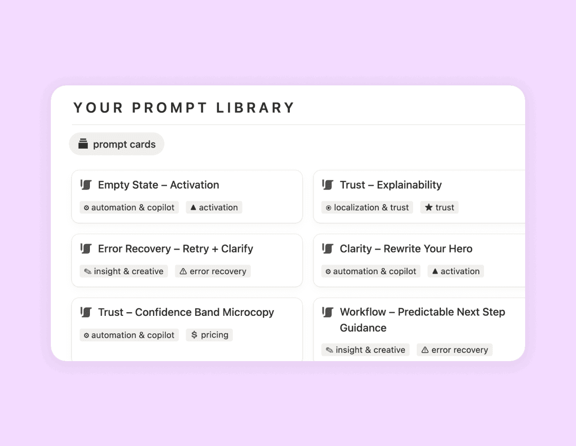 Prompt library view in Notion