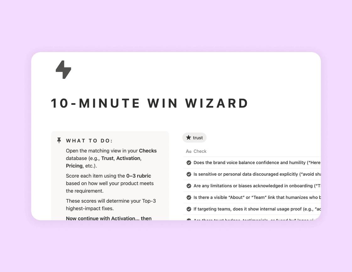 UX audit wizard in Notion
